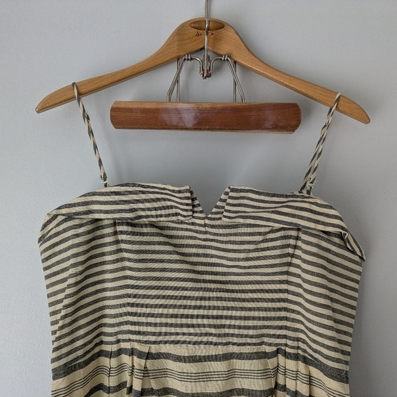 Anthropologie Maeve Dress Women's 14 Gray Cream Changing Stripes Lined Straps - Picture 3 of 8